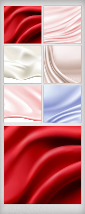 白色红色丝绸绸缎背景矢量素材