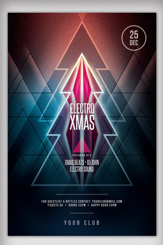 几何星空海报模板_几何霓虹圣诞树创意圣诞节海报