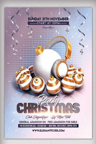 圣诞元素海报模板_精致圣诞元素圣诞节海报
