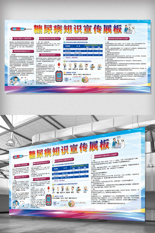 健康知识普及海报模板_糖尿病知识宣传普及医疗展板