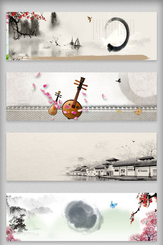 中国风古风古典水墨山水海报背景图