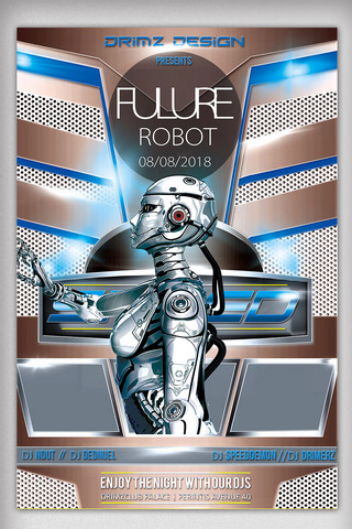 机器海报模板_2018蓝色未来人工智能机器高端科技海报