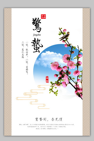绿叶小清新海报模板_简约小清新中国传统节气惊蛰海报模板