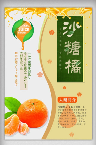 冰糖橙展架海报模板_小清新水果砂糖橘海报设计