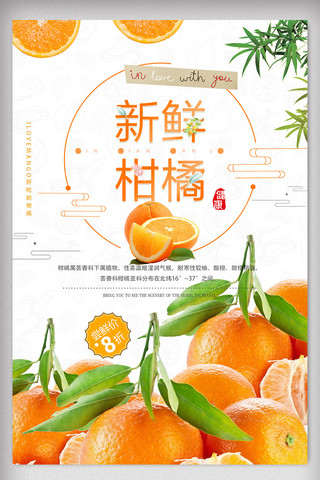 海报橘子海报模板_大气时尚柑橘水果促销海报设计
