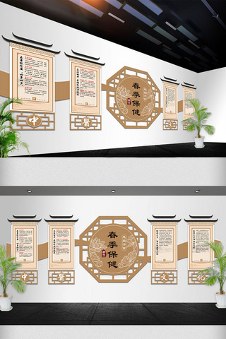 中医医疗文化海报模板_中医文化春季保健医疗养生文化墙