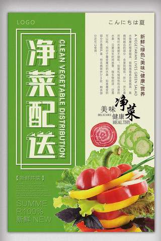 青豆豌豆蚕豆海报模板_2018年绿色简洁净菜配送蔬菜海报