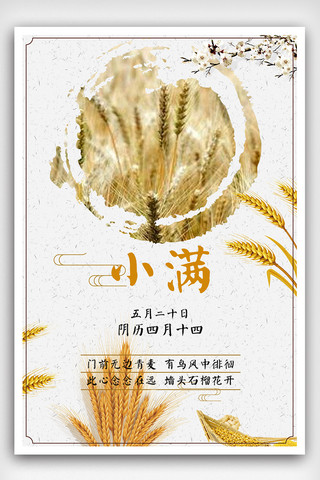 中国风春夏秋冬海报模板_清新中国风节气小满海报模板