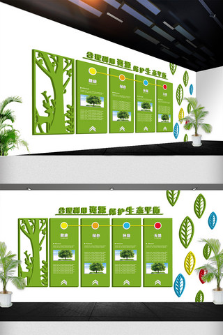 文化墙海报模板_2018绿色环保文化墙社区展板免费模板