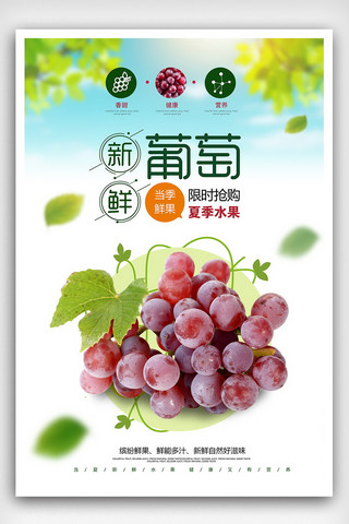 新鲜夏季水果宣传海报