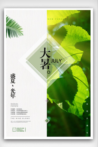 二十四节气大暑简约版海报