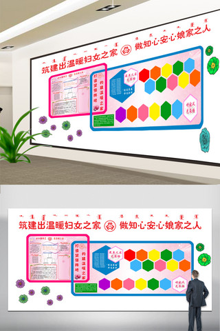 社会工作者海报模板_妇女之家社区公益服务文化墙工作室布置