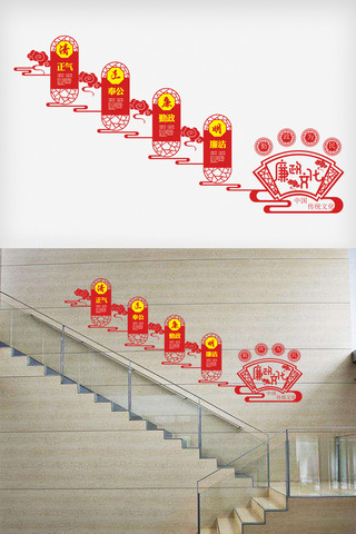 最新党建楼梯文化墙模版