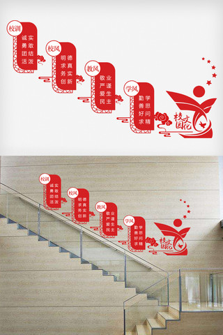 最新校园楼梯文化墙模版