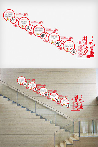 最新校园楼梯文化墙模版