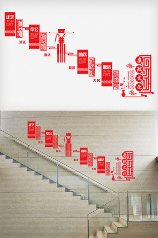 党建楼梯文化墙海报模板_最新党建楼梯文化墙模版