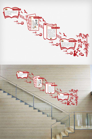 最新校园楼梯文化墙模版设计
