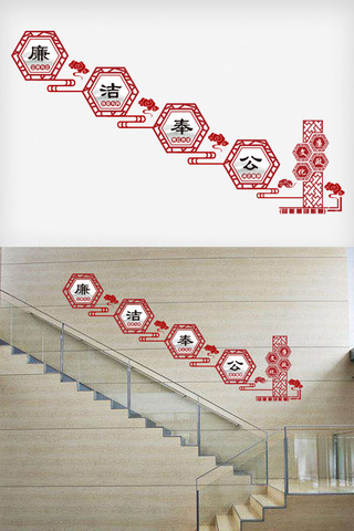 最新党建楼梯文化墙模版设计