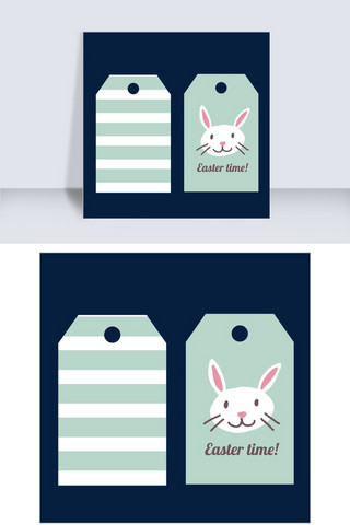 兔子卡通清新海报模板_矢量图蓝色手绘清新兔子标签