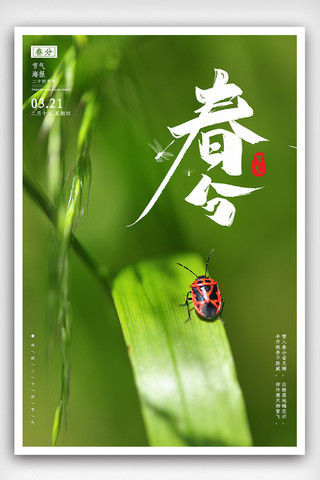 中国唯美海报模板_绿色唯美春分节气海报