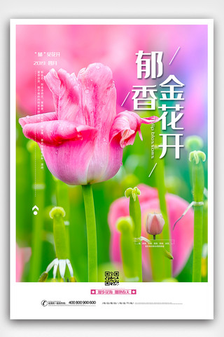 石榴花开籽籽同心海报模板_2019春季郁金香花开赏花公园海报