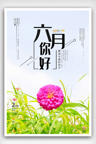 夏日促销宣传单海报模板_小清新你好6月夏季促销海报.psd