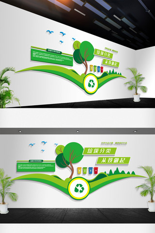 生态环保环境海报模板_垃圾分类垃圾处理社区环境卫生建设文化墙