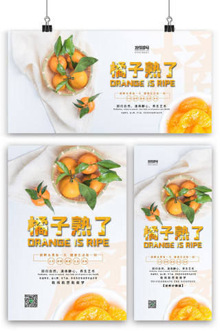 小清新简洁新鲜美味橘子海报展板展架