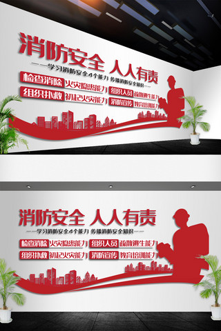 梳理典型海报模板_消防四个能力红色消防安全知识形象文化
