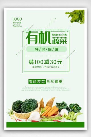绿色简洁蔬菜促销海报