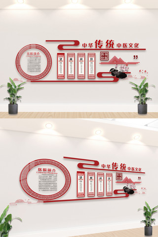 中式传统中医文化海报模板_传统中医文化墙知识内容文化墙模板