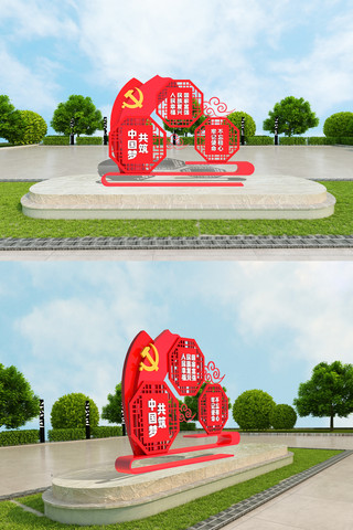 创意立体中国梦党建雕塑模版