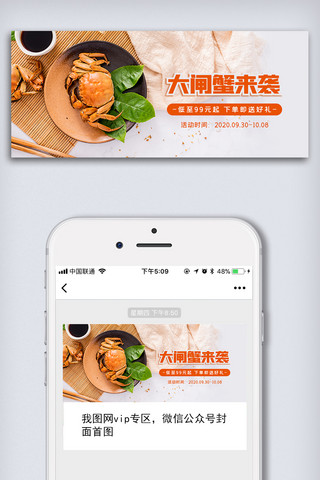 简约大闸蟹海报模板_简约大闸蟹促销公众号配图