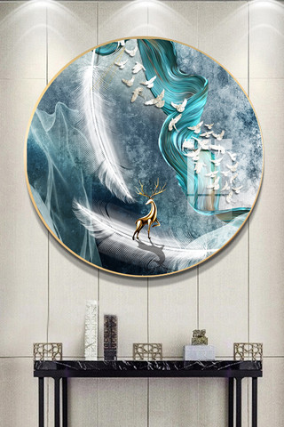 新中式水墨山水海报模板_新中式水墨山水金箔意境风景装饰画