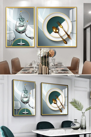 餐厅装饰画海报模板_抽象大理石简约餐厅装饰画