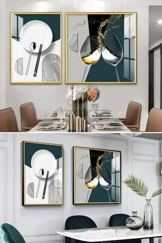 抽象大理石简约餐厅装饰画