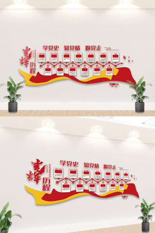 党光辉的历程海报模板_党的光辉历程内容知识文化墙设计