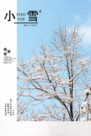 二十四节气清新文艺小雪传统节日海报