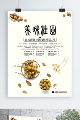 桂圆干银耳汤海报模板_时尚清新营养桂圆美食海报