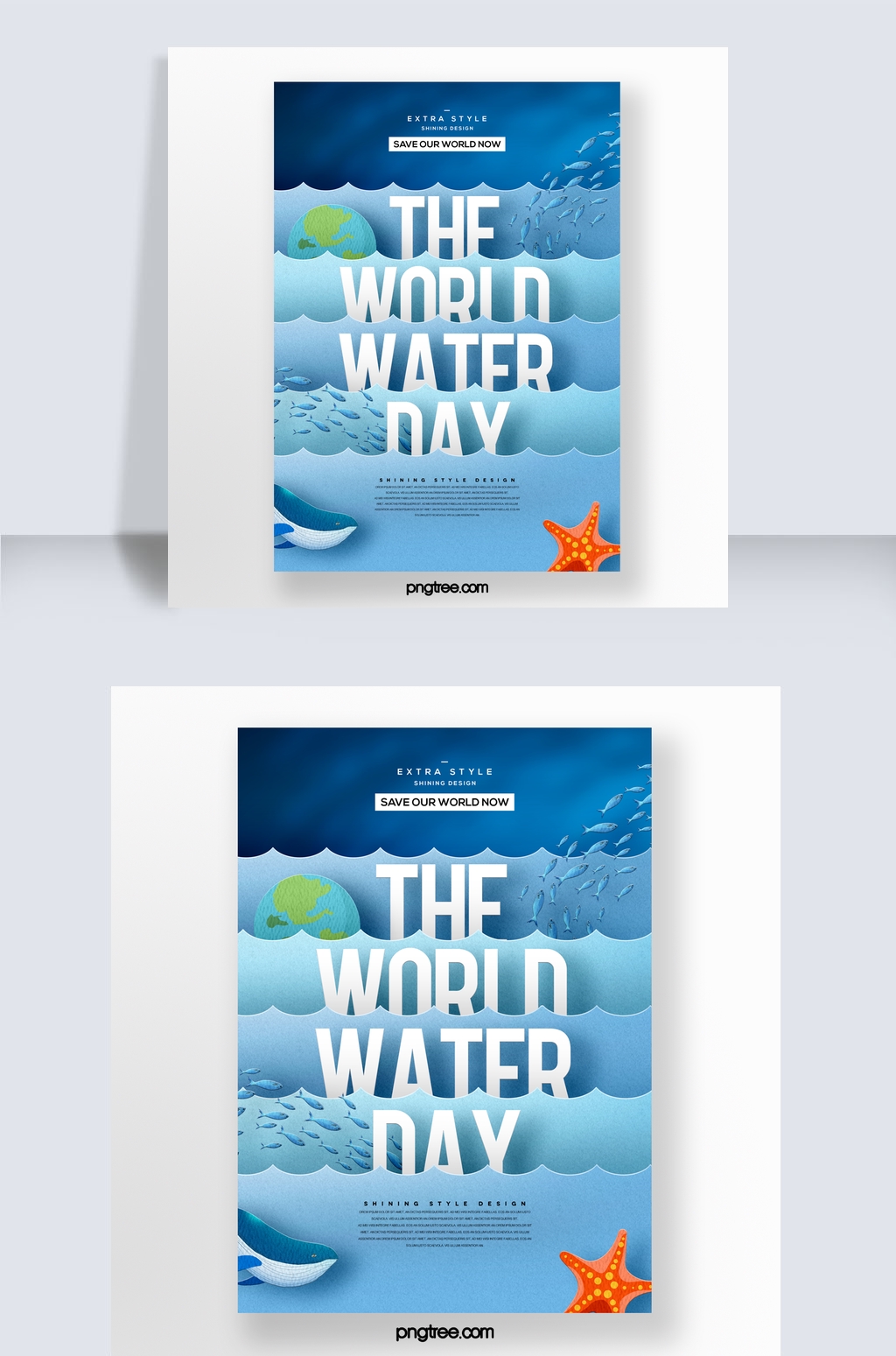 剪纸风格时尚抽象创意世界水日主题宣传海报图片