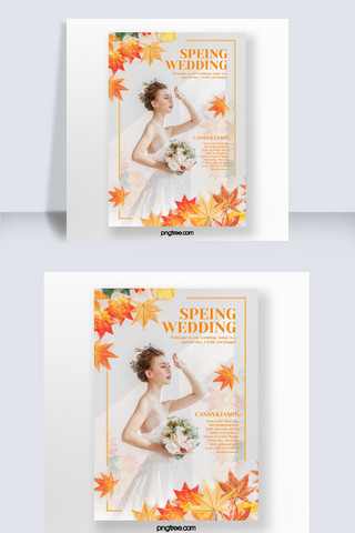 春季光影黄枫植物花卉婚礼海报