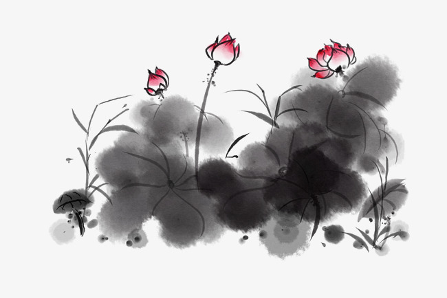 出淤泥而不染水墨莲花素材图片免费下载_高清