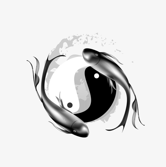 矢量水墨太极阴阳鱼素材图片免费下载_高清psd