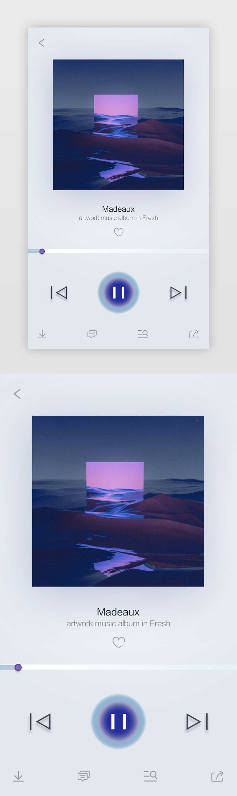 蓝紫色渐变高端音乐播放器APP移动端界面图片