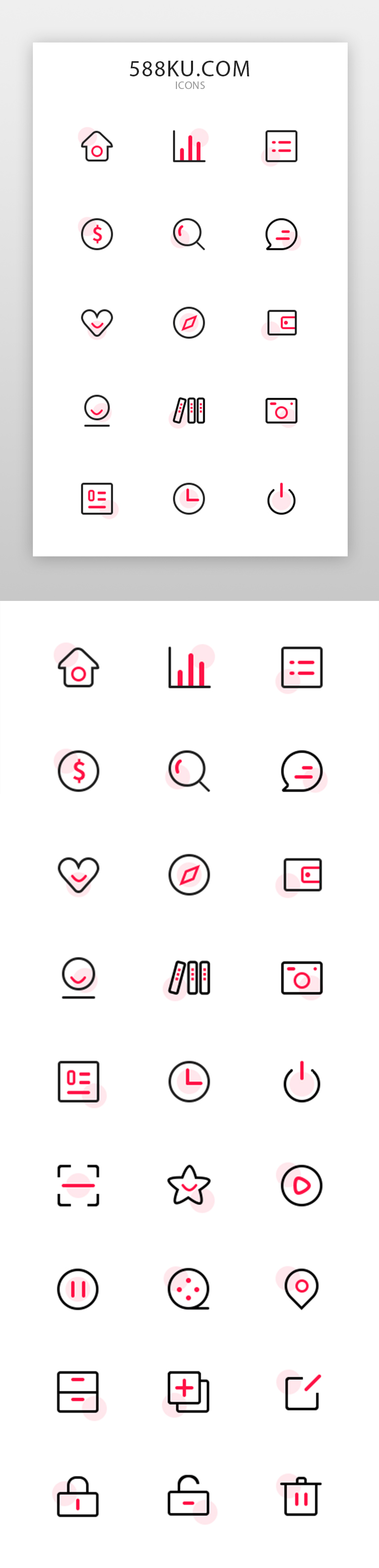 通用金融icon多色线性多色 红黑图标 icon图片