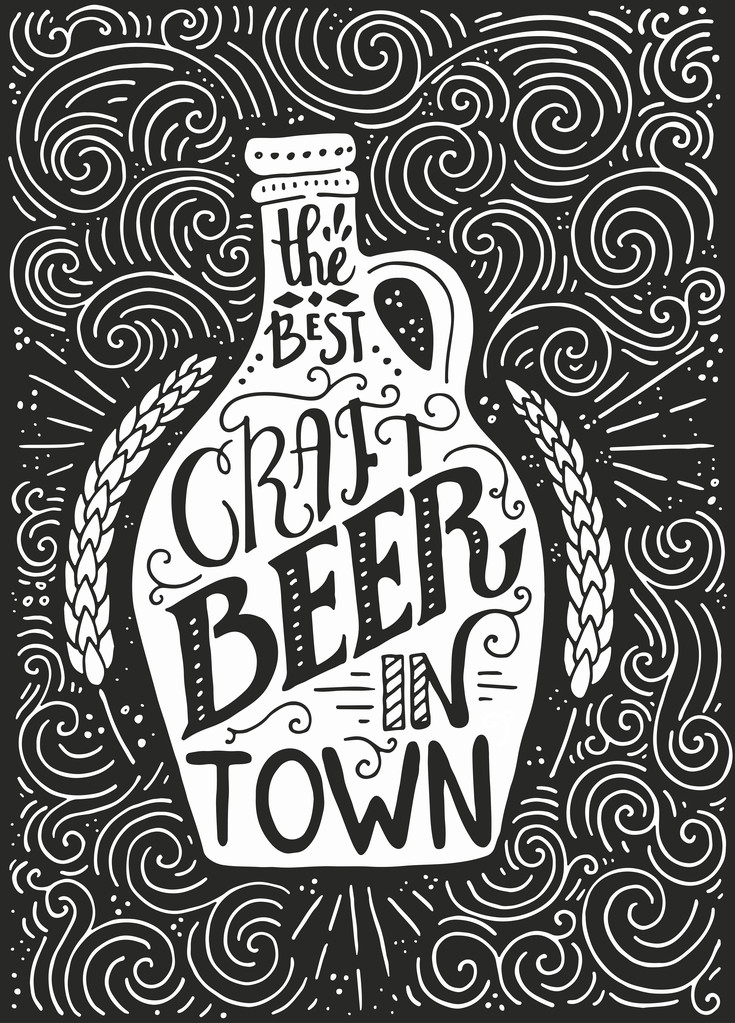 beer bottle and brewery lettering图片