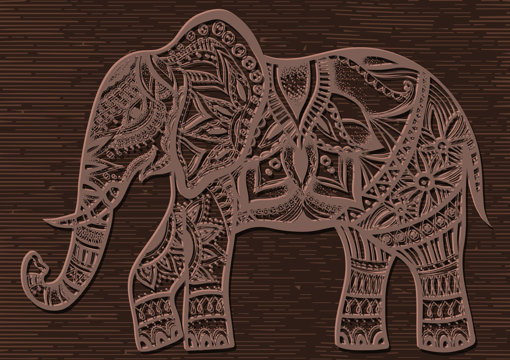 在背景上的抽象印度观赏大象.图片