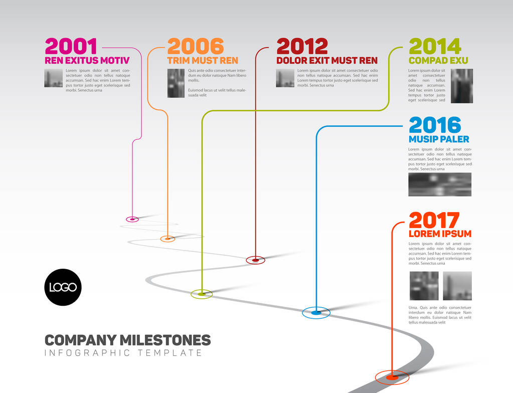 信息图表公司里程碑时间线模板图片