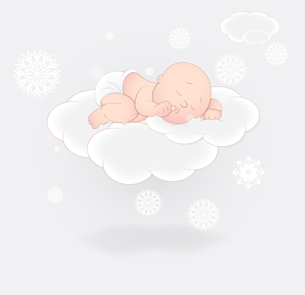可爱的宝宝睡在云上图片