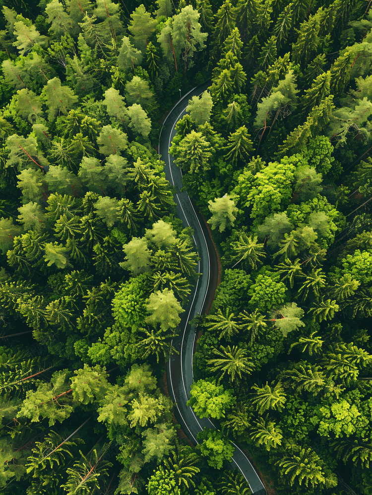 航拍森林道路